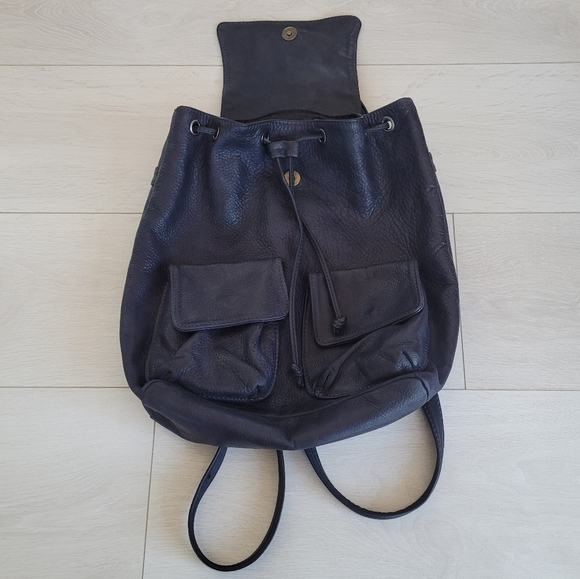 Authentic Soft Italian Leather Drawstring Backpack - Picture 13 of 15